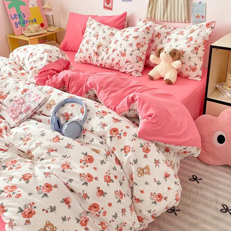 GobekUsa Cartoon Pattern Cotton Bed Sets Quilt Cover Sheet Pillowcase Bedclothes, photo 14 of 25