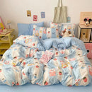 GobekUsa Cartoon Pattern Cotton Bed Sets Quilt Cover Sheet Pillowcase Bedclothes