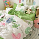 GobekUsa Cartoon Pattern Cotton Bed Sets Quilt Cover Sheet Pillowcase Bedclothes