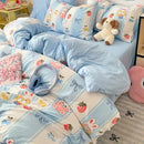 GobekUsa Cartoon Pattern Cotton Bed Sets Quilt Cover Sheet Pillowcase Bedclothes