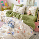 GobekUsa Cartoon Pattern Cotton Bed Sets Quilt Cover Sheet Pillowcase Bedclothes