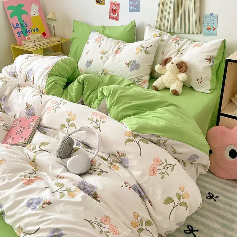 GobekUsa Cartoon Pattern Cotton Bed Sets Quilt Cover Sheet Pillowcase Bedclothes, photo 6 of 25