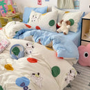 GobekUsa Cartoon Pattern Cotton Bed Sets Quilt Cover Sheet Pillowcase Bedclothes