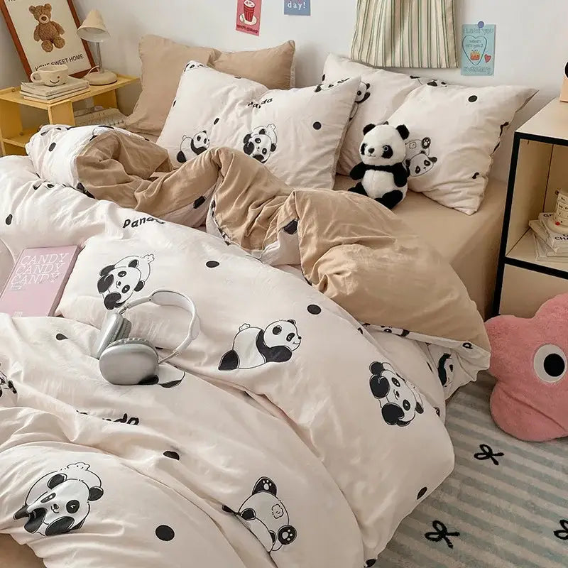 GobekUsa Cartoon Pattern Cotton Bed Sets Quilt Cover Sheet Pillowcase Bedclothes, photo 9 of 25
