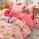 GobekUsa Cartoon Pattern Cotton Bed Sets Quilt Cover Sheet Pillowcase Bedclothes