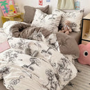 GobekUsa Cartoon Pattern Cotton Bed Sets Quilt Cover Sheet Pillowcase Bedclothes