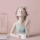 GobekUsa Butterfly Fairy Resin Figurines with Gold Tray Home Decor Craft