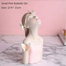 GobekUsa Decorative Butterfly Girl Sculptures Resin Flower Vase Ornaments