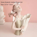 GobekUsa Decorative Butterfly Girl Sculptures Resin Flower Vase Ornaments