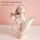 GobekUsa Decorative Butterfly Girl Sculptures Resin Flower Vase Ornaments