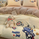 GobekUsa Cartoon Embroidered Cotton Bedding Set for King/Queen Beds
