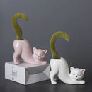 Pastel ceramic cat tail succulent planter bedroom flowerpot by Decorbites