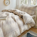 GobekUsa Cotton Grid Pattern Bedding Set with Duvet Cover & Pillowcases for Double Bed