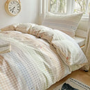 GobekUsa Cotton Grid Pattern Bedding Set with Duvet Cover & Pillowcases for Double Bed