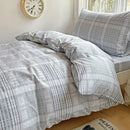 GobekUsa Cotton Grid Pattern Bedding Set with Duvet Cover & Pillowcases for Double Bed