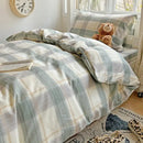 GobekUsa Cotton Grid Pattern Bedding Set with Duvet Cover & Pillowcases for Double Bed