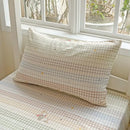 GobekUsa Cotton Grid Pattern Bedding Set with Duvet Cover & Pillowcases for Double Bed