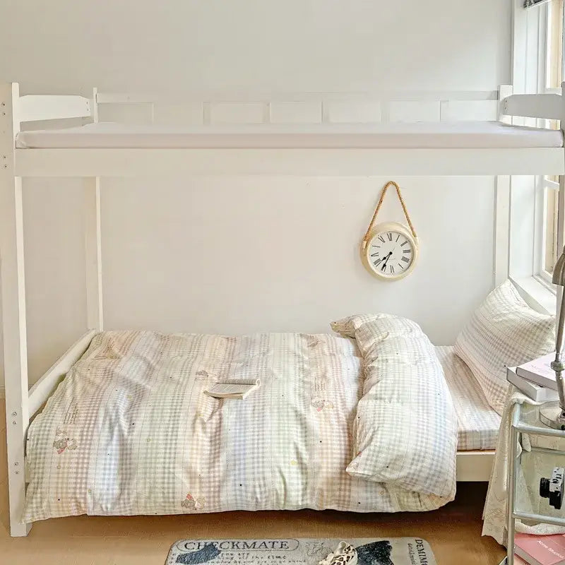 GobekUsa Cotton Grid Pattern Bedding Set with Duvet Cover & Pillowcases for Double Bed, photo 2 of 13