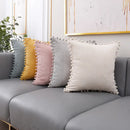 Pastel corduroy pompom cushion cover living room throw pillow by Decorbites