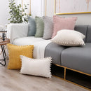 Pastel corduroy pompom cushion cover living room throw pillow by Decorbites