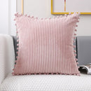 Pastel corduroy pompom cushion cover living room throw pillow by Decorbites