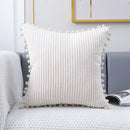 Pastel corduroy pompom cushion cover living room throw pillow by Decorbites