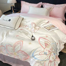 GobekUsa Embroidered Butterfly Flowers Patchwork Bedding Set