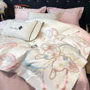 GobekUsa Embroidered Butterfly Flowers Patchwork Bedding Set