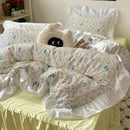 GobekUsa Korean Lace Bedding Set, Full Double Size, Washed Cotton, Soft Bedclothes