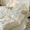GobekUsa Korean Lace Bedding Set, Full Double Size, Washed Cotton, Soft Bedclothes