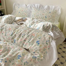 GobekUsa Korean Lace Bedding Set, Full Double Size, Washed Cotton, Soft Bedclothes