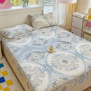 GobekUsa Cool Silk Latex Fitted Sheet Set with Pillowcases, Summer Ice Silk, Single Double Bed