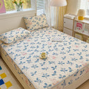 GobekUsa Cool Silk Latex Fitted Sheet Set with Pillowcases, Summer Ice Silk, Single Double Bed