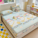 GobekUsa Cool Silk Latex Fitted Sheet Set with Pillowcases, Summer Ice Silk, Single Double Bed
