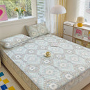 GobekUsa Cool Silk Latex Fitted Sheet Set with Pillowcases, Summer Ice Silk, Single Double Bed