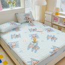 GobekUsa Cool Silk Latex Fitted Sheet Set with Pillowcases, Summer Ice Silk, Single Double Bed