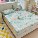 GobekUsa Cool Silk Latex Fitted Sheet Set with Pillowcases, Summer Ice Silk, Single Double Bed