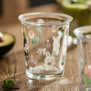 Pastel floral rabbit glass tea coffee cup kitchen tumbler by Decorbites