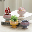 Pastel gradient lotus flower ceramic succulent pots bedroom decor by Decorbites