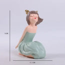 Pastel green bowknot fairy girl figurine bedroom decor by Decorbites
