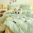GobekUsa Cartoon Towel Embroidery Bedding Set in Soft Washed Cotton for Kids