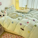 GobekUsa Cartoon Towel Embroidery Bedding Set in Soft Washed Cotton for Kids