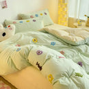 GobekUsa Cartoon Towel Embroidery Bedding Set in Soft Washed Cotton for Kids