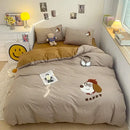 GobekUsa Cartoon Towel Embroidery Bedding Set in Soft Washed Cotton for Kids