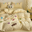 GobekUsa Cartoon Towel Embroidery Bedding Set in Soft Washed Cotton for Kids