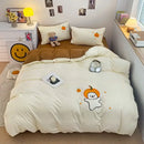GobekUsa Cartoon Towel Embroidery Bedding Set in Soft Washed Cotton for Kids