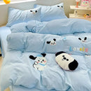 GobekUsa Cartoon Towel Embroidery Bedding Set in Soft Washed Cotton for Kids