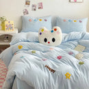 GobekUsa Cartoon Towel Embroidery Bedding Set in Soft Washed Cotton for Kids