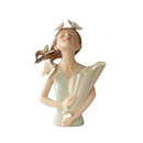 GobekUsa 30cm Pink Butterfly Girl Vase Statue Modern Home Decor Resin Figurines