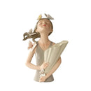 GobekUsa 30cm Pink Butterfly Girl Vase Statue Modern Home Decor Resin Figurines